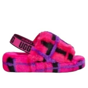 UGG Fluff Yeah Slide Plaid Punk Pink